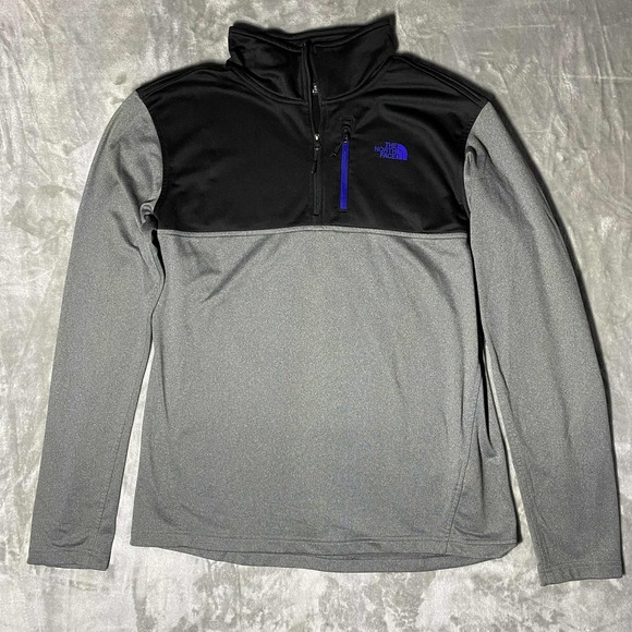 The North Face Pullover Jacket Mens L Gray Black Quarter Zip Pullover - Picture 1 of 6